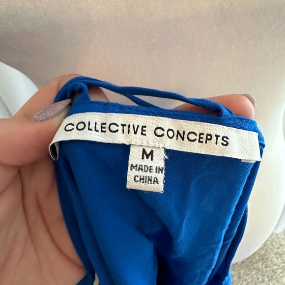 Collective Concepts Cobalt Blue Strappy Halter Lace Embellished Tank Size Medium - Picture 6 of 6